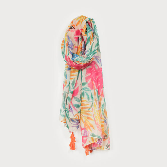 Caracol Lightweight Scarf with Pom Poms - 3 colours