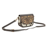 Myra Hand Tooled Leather & Hairon Bag