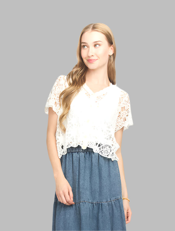Papillon Short Crochet Cardi
