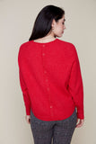 Renuar Back Button Sweater in Berry