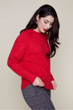 Renuar Back Button Sweater in Berry