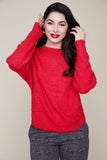 Renuar Back Button Sweater in Berry