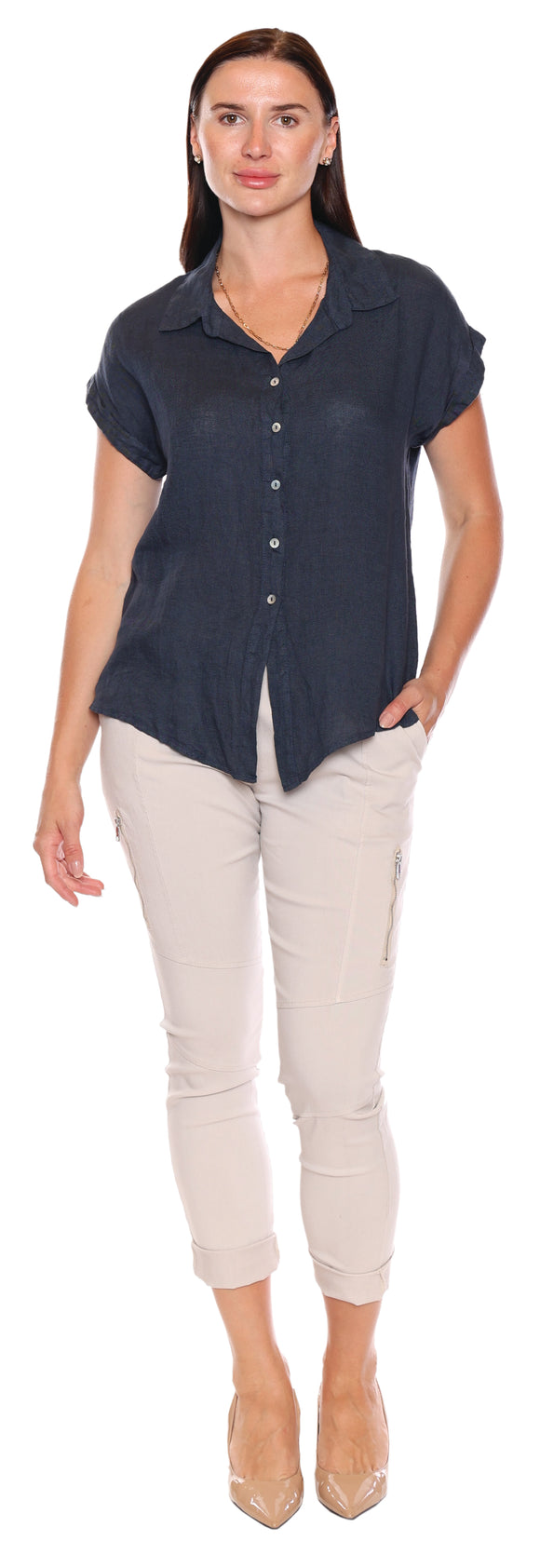 Sorella Navy Linen Top