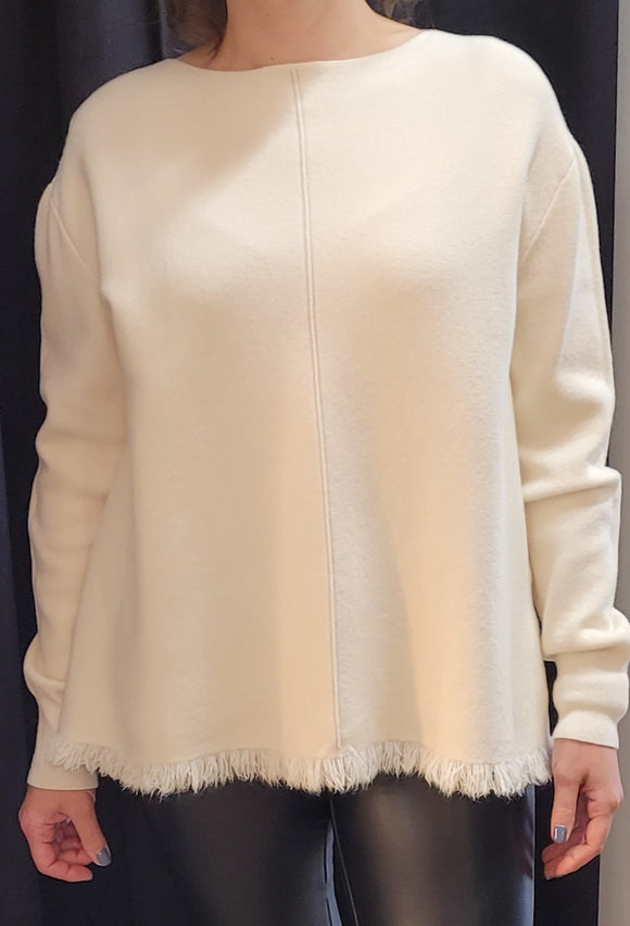 M made in italy Fringe Sweater in Cream